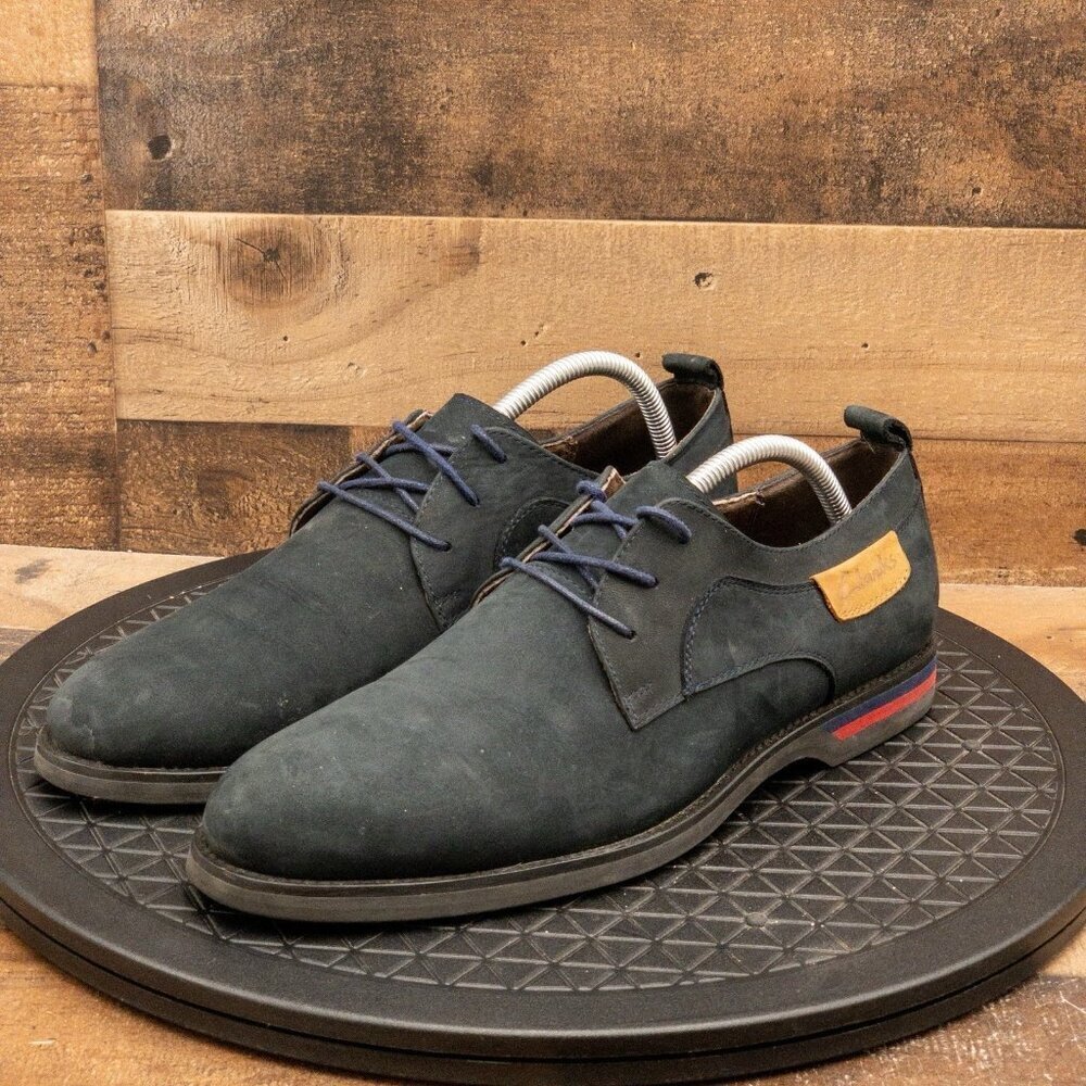 CLARKS MADE IN ENGLAND MENS DRESS SHOES BLACK SUEDE NUBUCK OXFORDS SIZE 9